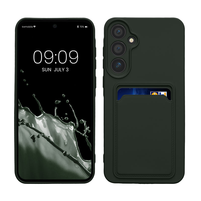 kwmobile Handyhülle kompatibel mit Samsung Galaxy A55 5G Hülle - Handy Cover mit Fach für Karten - in Dunkelgrün Dunkelgrün  