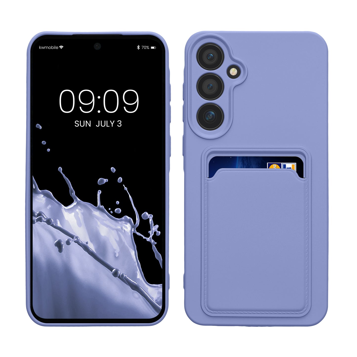 kwmobile Handyhülle kompatibel mit Samsung Galaxy A55 5G Hülle - Handy Cover mit Fach für Karten - in Lavendel Lavendel  