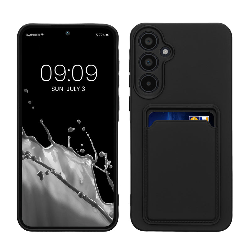 kwmobile Handyhülle kompatibel mit Samsung Galaxy A35 Hülle - Handy Cover mit Fach für Karten - in Schwarz Schwarz  
