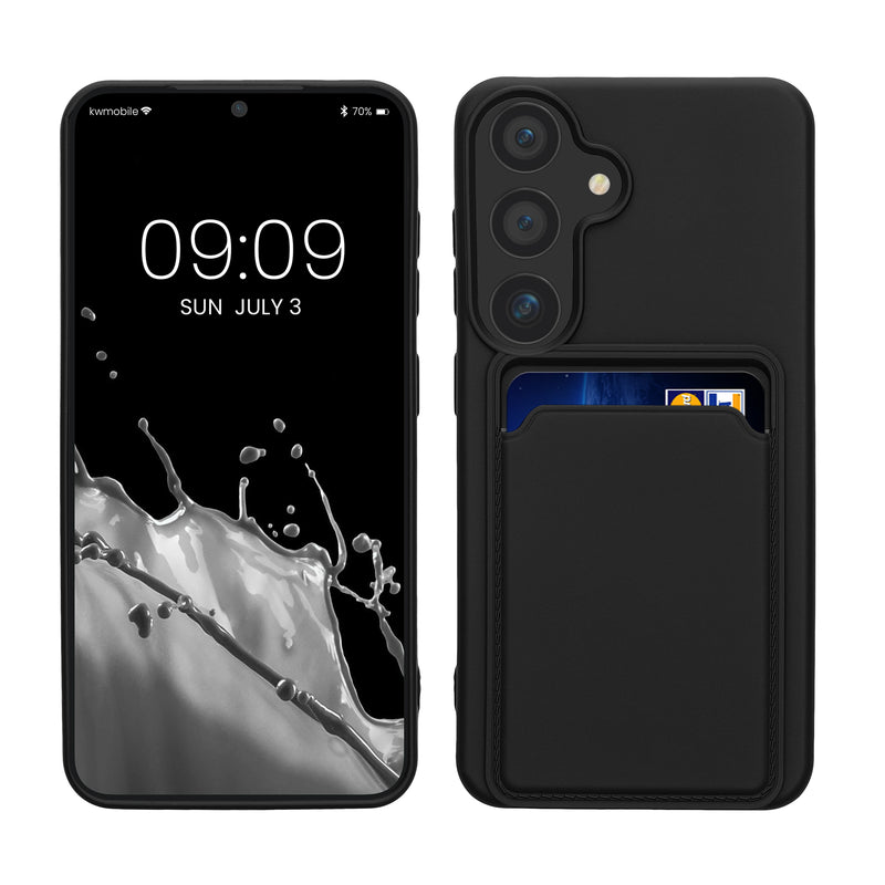 kwmobile Handyhülle kompatibel mit Samsung Galaxy S24 Hülle - Handy Cover mit Fach für Karten - in Schwarz Schwarz  
