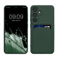 kwmobile Handyhülle kompatibel mit Samsung Galaxy S24 Hülle - Handy Cover mit Fach für Karten - in Dunkelgrün Dunkelgrün  