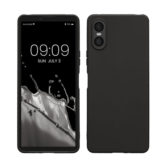 kwmobile Hülle kompatibel mit Sony Xperia 10 VI Hülle - weiches TPU Silikon Case - Cover geeignet für kabelloses Laden - Schwarz Schwarz  