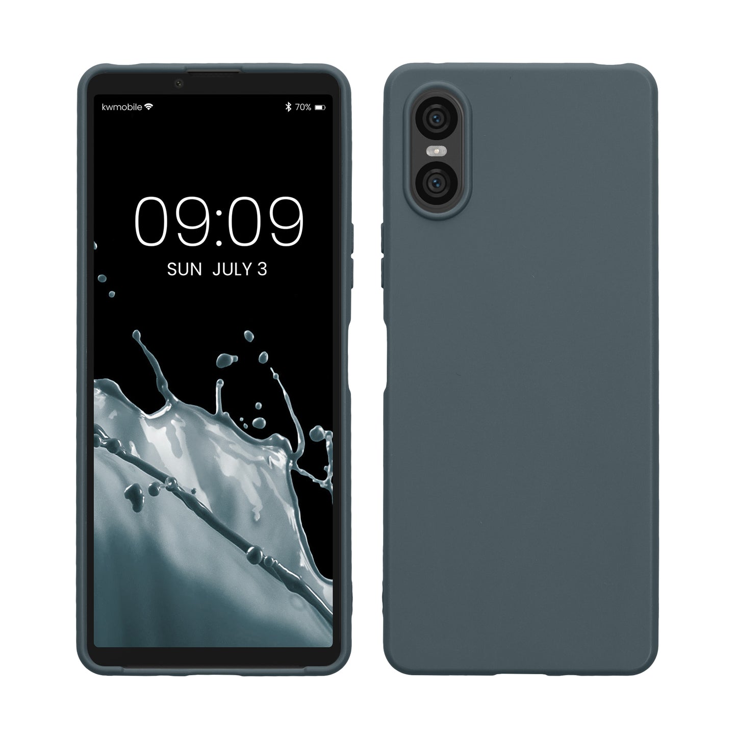 kwmobile Hülle kompatibel mit Sony Xperia 10 VI Hülle - weiches TPU Silikon Case - Cover geeignet für kabelloses Laden - Dunkler Schiefer Dunkler Schiefer  