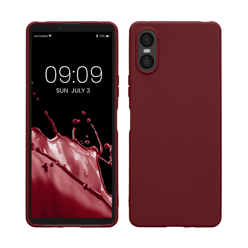 kwmobile Hülle kompatibel mit Sony Xperia 10 VI Hülle - weiches TPU Silikon Case - Cover geeignet für kabelloses Laden - Bordeaux Violett Bordeaux Violett  