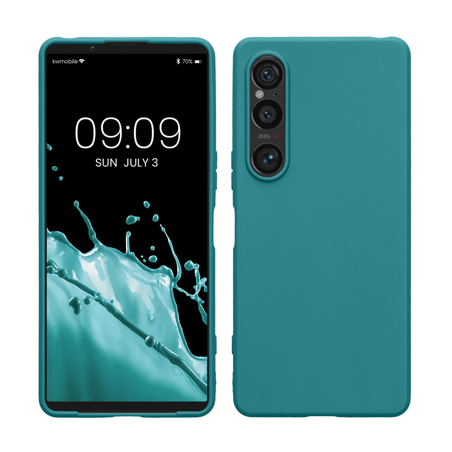 kwmobile Hülle kompatibel mit Sony Xperia 1 VI Hülle - weiches TPU Silikon Case - Cover geeignet für kabelloses Laden - Petrol matt Petrol matt  