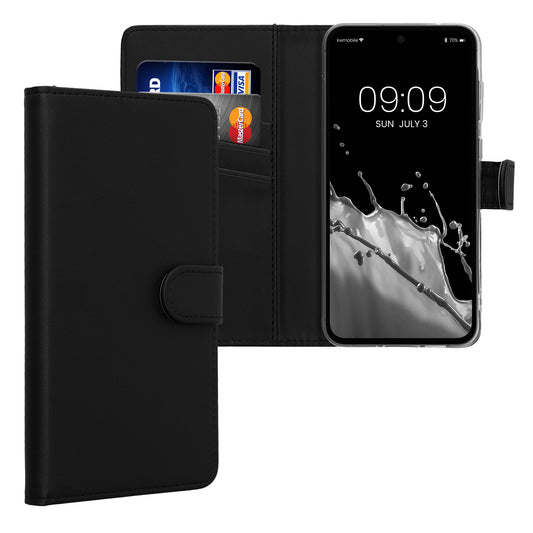kwmobile Hülle kompatibel mit Samsung Galaxy A55 5G - Kunstleder Handyhülle mit Kartenfächern - in Schwarz Schwarz  