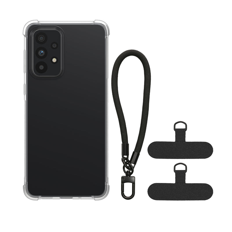 kwmobile Phone Case Compatible with Samsung Galaxy A33 5G Case with Edge Protection and Detachable Lanyard Incl. 2 Pads