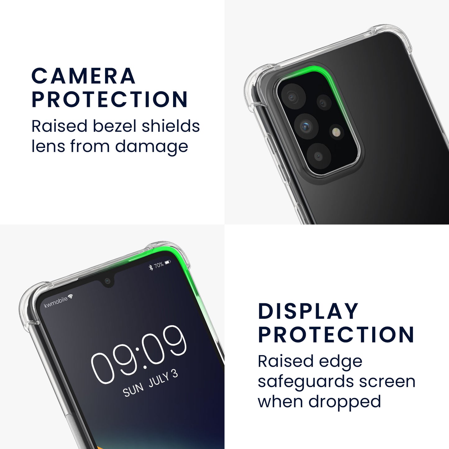 kwmobile Phone Case Compatible with Samsung Galaxy A33 5G Case with Edge Protection and Detachable Lanyard Incl. 2 Pads
