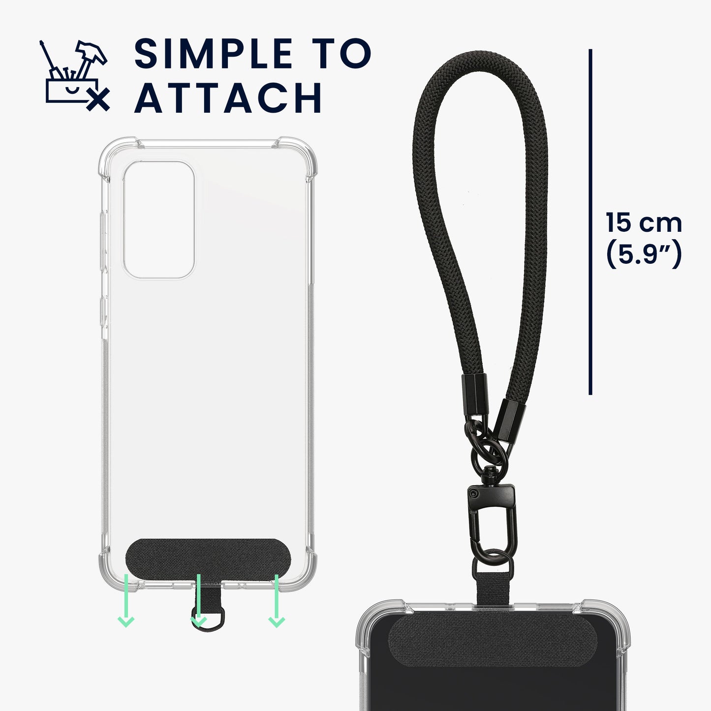 kwmobile Phone Case Compatible with Samsung Galaxy A33 5G Case with Edge Protection and Detachable Lanyard Incl. 2 Pads