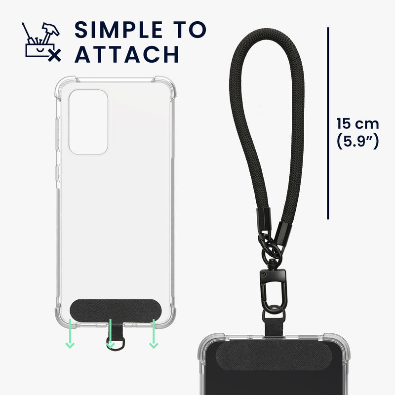 kwmobile Phone Case Compatible with Samsung Galaxy A33 5G Case with Edge Protection and Detachable Lanyard Incl. 2 Pads