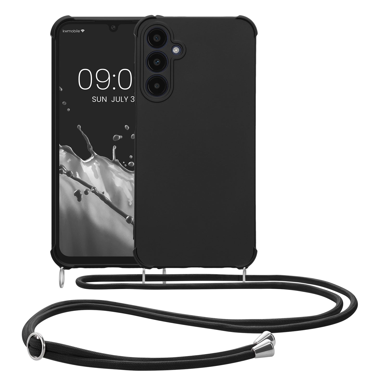 kwmobile Necklace Case Compatible with Samsung Galaxy A25 - Case with Lanyard - Silicone Protective Cover