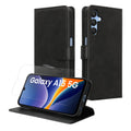 kwmobile Kunstleder Handyhülle kompatibel mit Samsung Galaxy A15 5G Hülle - Brieftaschen Schutzhülle aus PU-Leder mit Displayschutz und RFID-Schutz - Schwarz Schwarz  