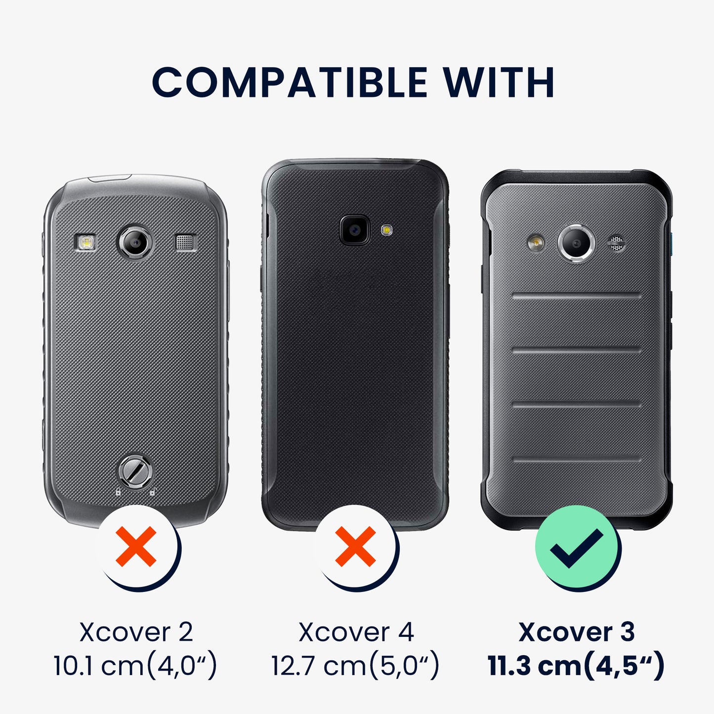 kwmobile Faux Leather Phone Case compatible with Samsung Galaxy Xcover 3 Case - Wallet Protective Cover made of PU Leather with Screen Protector and RFID Protection