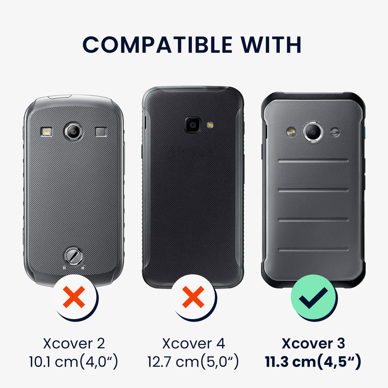 kwmobile Faux Leather Phone Case compatible with Samsung Galaxy Xcover 3 Case - Wallet Protective Cover made of PU Leather with Screen Protector and RFID Protection