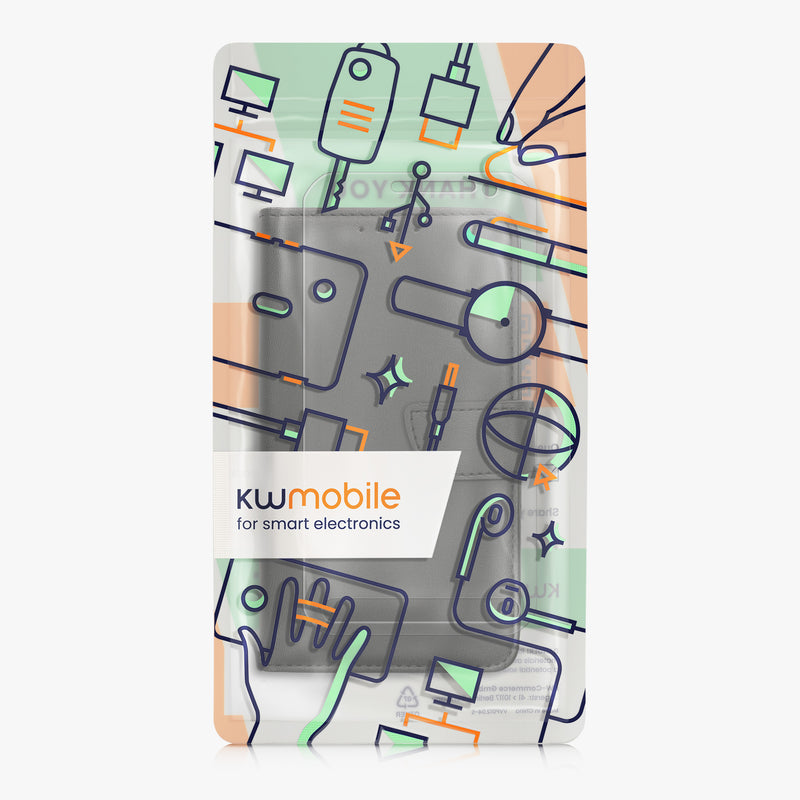 kwmobile Faux Leather Phone Case compatible with Samsung Galaxy Xcover 3 Case - Wallet Protective Cover made of PU Leather with Screen Protector and RFID Protection