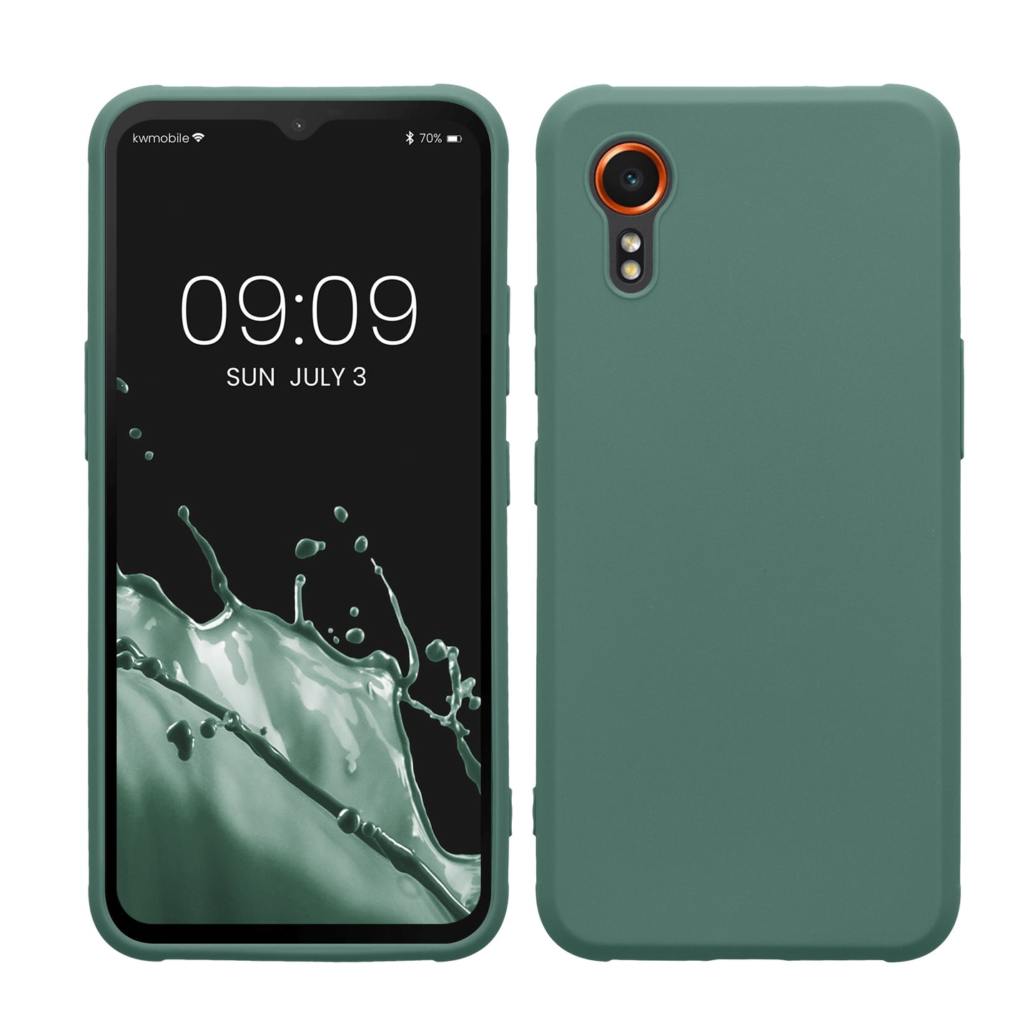 kwmobile Hülle kompatibel mit Samsung Galaxy Xcover7 Hülle - weiches TPU Silikon Case - Cover geeignet für kabelloses Laden - Tannengrün Tannengrün  