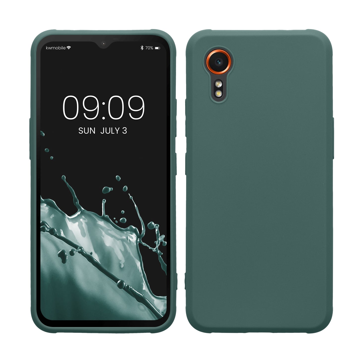 kwmobile Hülle kompatibel mit Samsung Galaxy Xcover7 Hülle - weiches TPU Silikon Case - Cover geeignet für kabelloses Laden - Blaugrün Blaugrün  