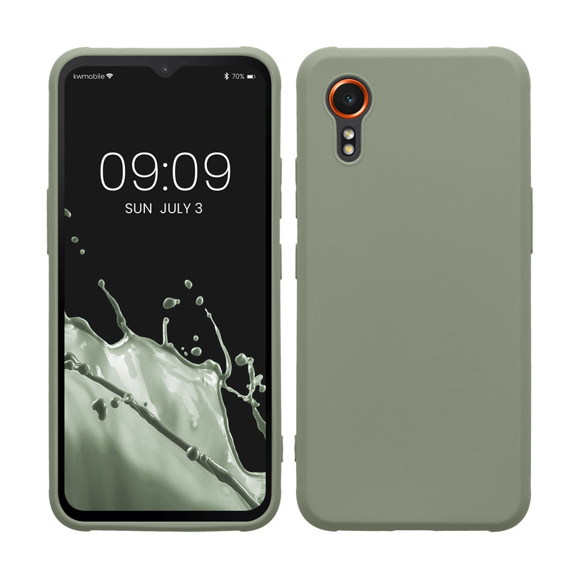 kwmobile Hülle kompatibel mit Samsung Galaxy Xcover7 Hülle - weiches TPU Silikon Case - Cover geeignet für kabelloses Laden - Graugrün Graugrün  