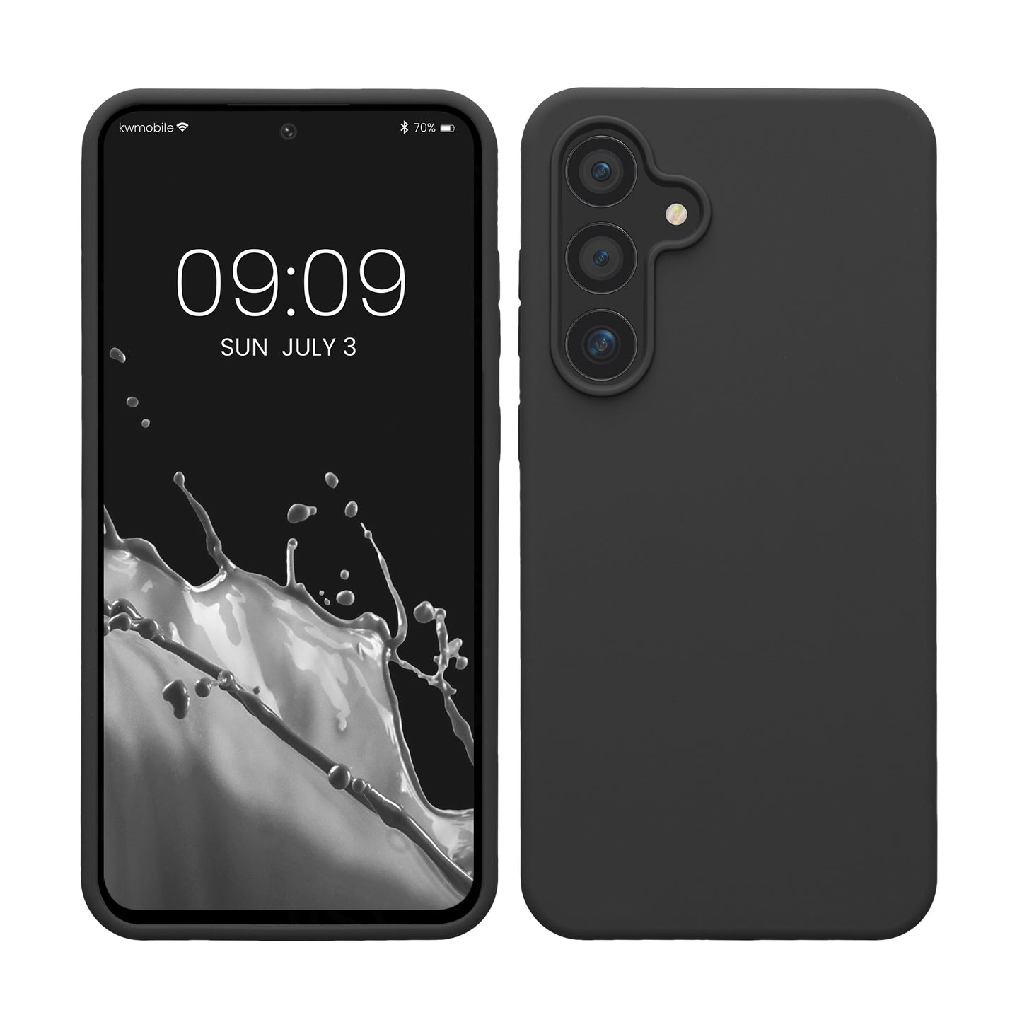 kwmobile Hülle kompatibel mit Samsung Galaxy S24 FE Hülle - Silikon Handy Case - Handyhülle weiche Oberfläche - kabelloses Laden - Dunkelgrau Dunkelgrau  
