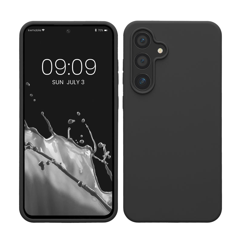 kwmobile Hülle kompatibel mit Samsung Galaxy S24 FE Hülle - Silikon Handy Case - Handyhülle weiche Oberfläche - kabelloses Laden - Dunkelgrau Dunkelgrau  