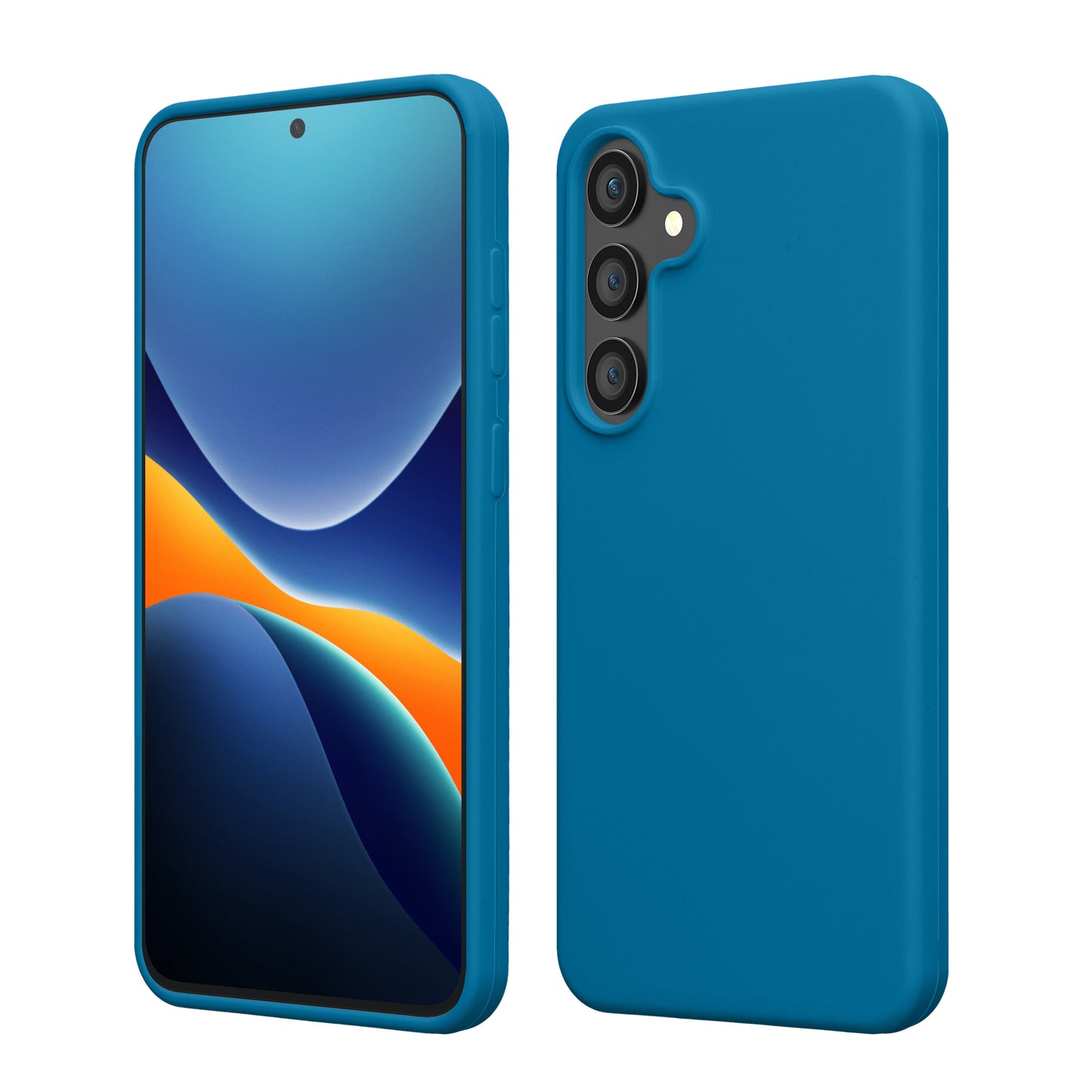 kwmobile Hülle kompatibel mit Samsung Galaxy S24 FE Hülle - Silikon Handy Case - Handyhülle weiche Oberfläche - kabelloses Laden - Karibikblau Karibikblau  