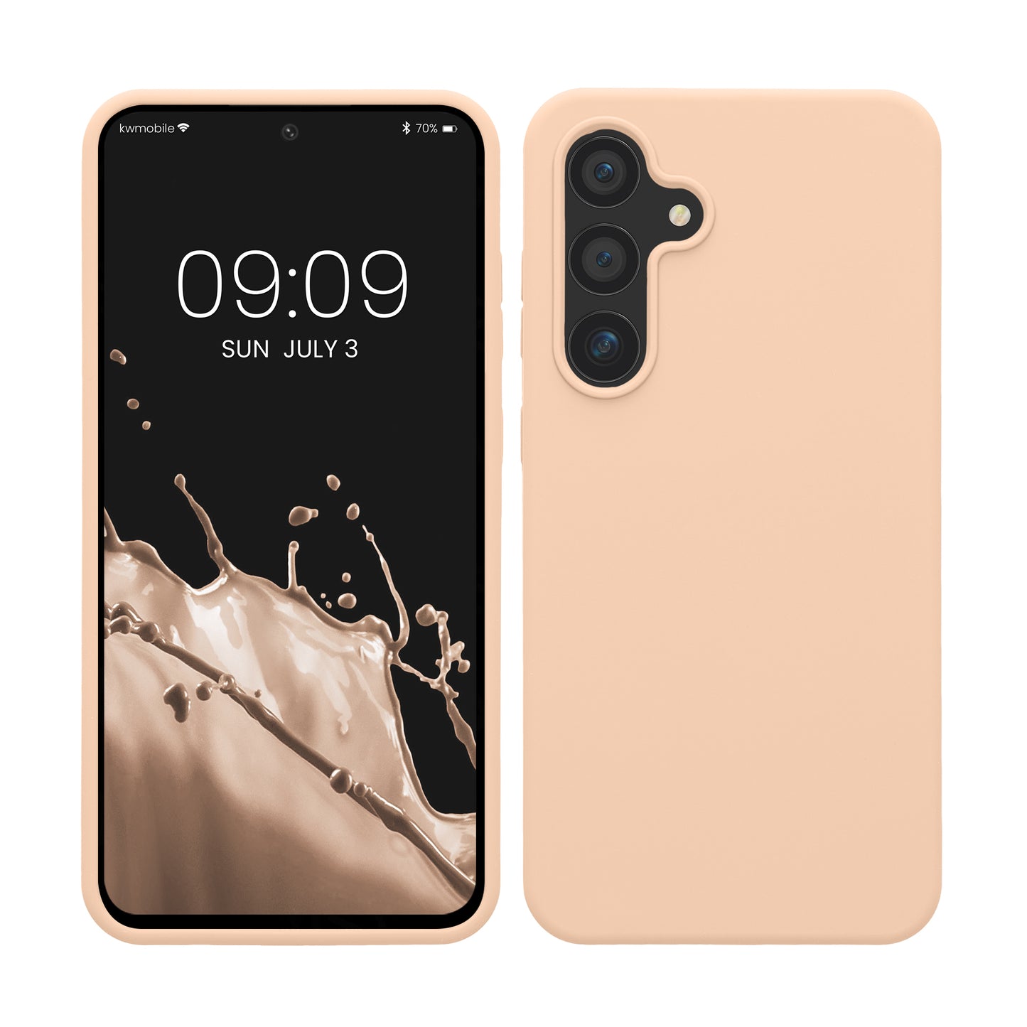 kwmobile Hülle kompatibel mit Samsung Galaxy S24 FE Hülle - Silikon Handy Case - Handyhülle weiche Oberfläche - kabelloses Laden - Pastell Pfirsich Pastell Pfirsich  