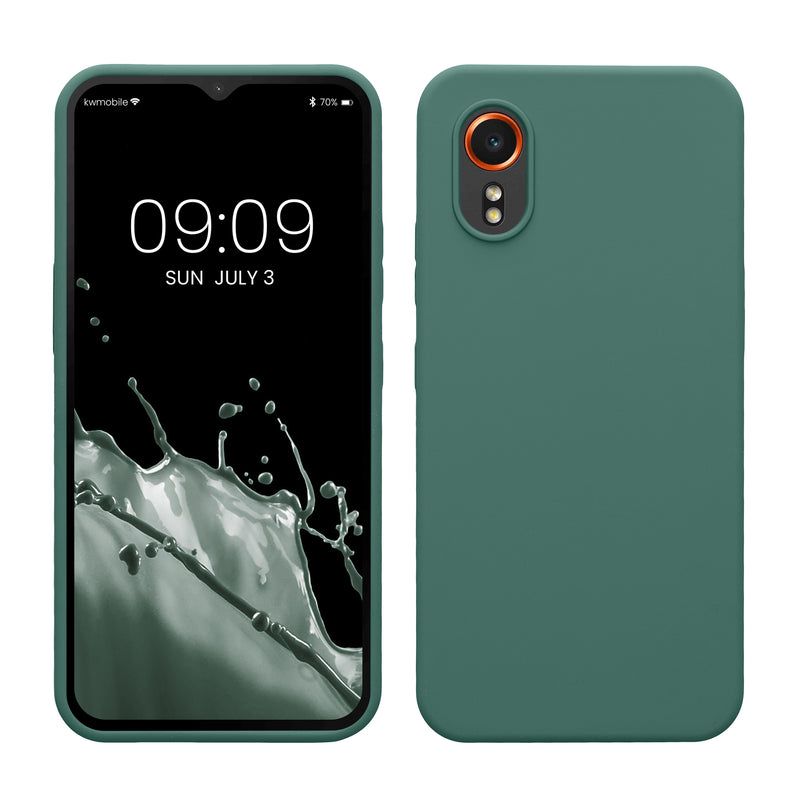 kwmobile Hülle kompatibel mit Samsung Galaxy Xcover7 Hülle - Silikon Handy Case - Handyhülle weiche Oberfläche - kabelloses Laden - Tannengrün Tannengrün  
