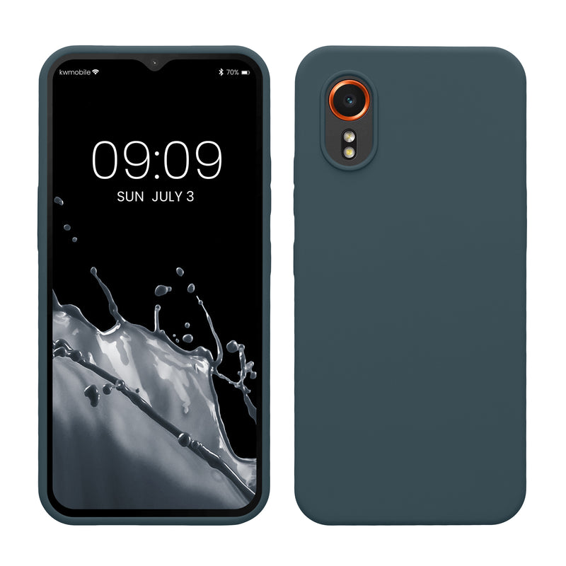 kwmobile Hülle kompatibel mit Samsung Galaxy Xcover7 Hülle - Silikon Handy Case - Handyhülle weiche Oberfläche - kabelloses Laden - Dunkler Schiefer Dunkler Schiefer  