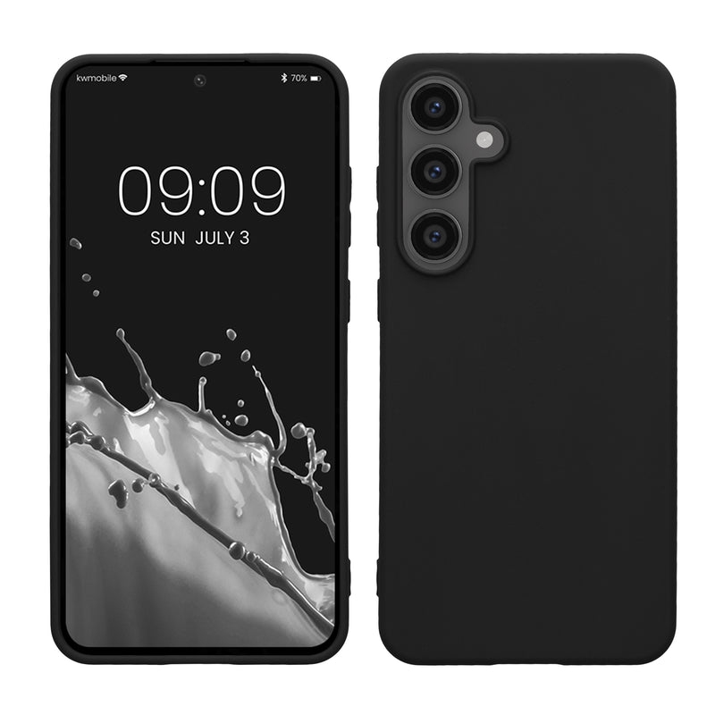 kwmobile Hülle kompatibel mit Samsung Galaxy S24 FE Hülle - weiches TPU Silikon Case - Cover geeignet für kabelloses Laden - Schwarz Schwarz  