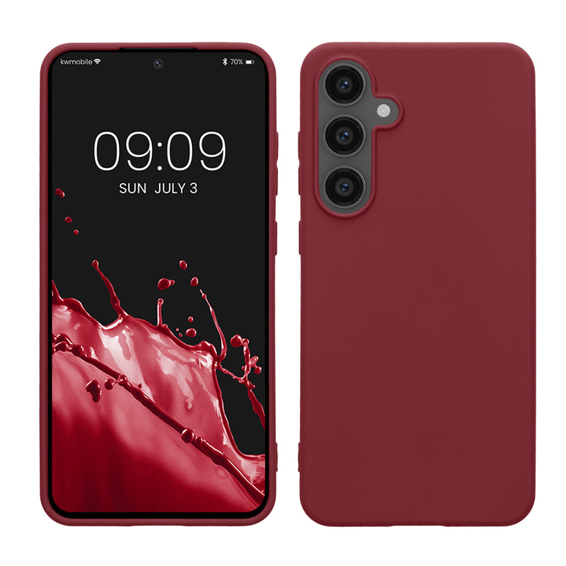 kwmobile Hülle kompatibel mit Samsung Galaxy S24 FE Hülle - weiches TPU Silikon Case - Cover geeignet für kabelloses Laden - Bordeaux Violett Bordeaux Violett  
