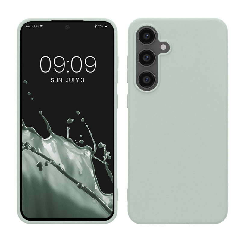 kwmobile Hülle kompatibel mit Samsung Galaxy S24 FE Hülle - weiches TPU Silikon Case - Cover geeignet für kabelloses Laden - Cool Mint Cool Mint  