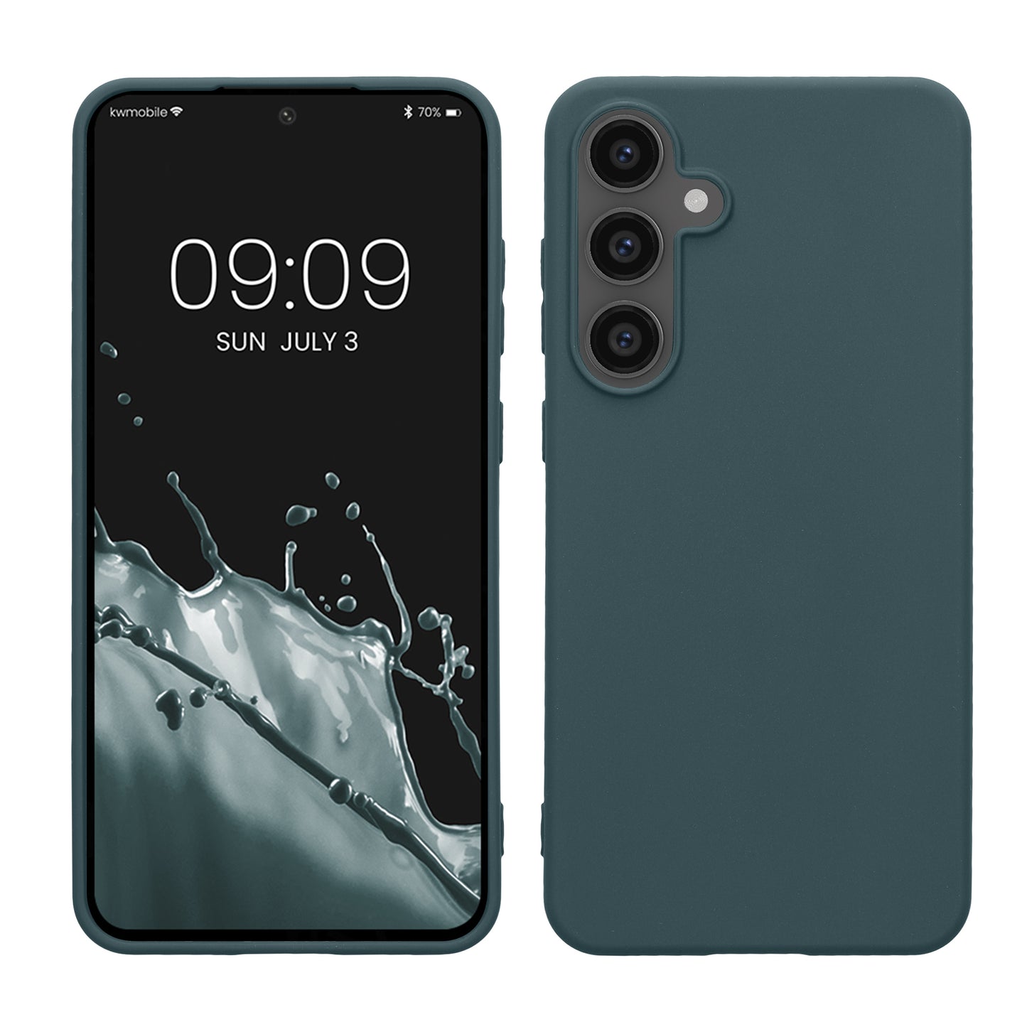 kwmobile Hülle kompatibel mit Samsung Galaxy S24 FE Hülle - weiches TPU Silikon Case - Cover geeignet für kabelloses Laden - Dunkler Schiefer Dunkler Schiefer  