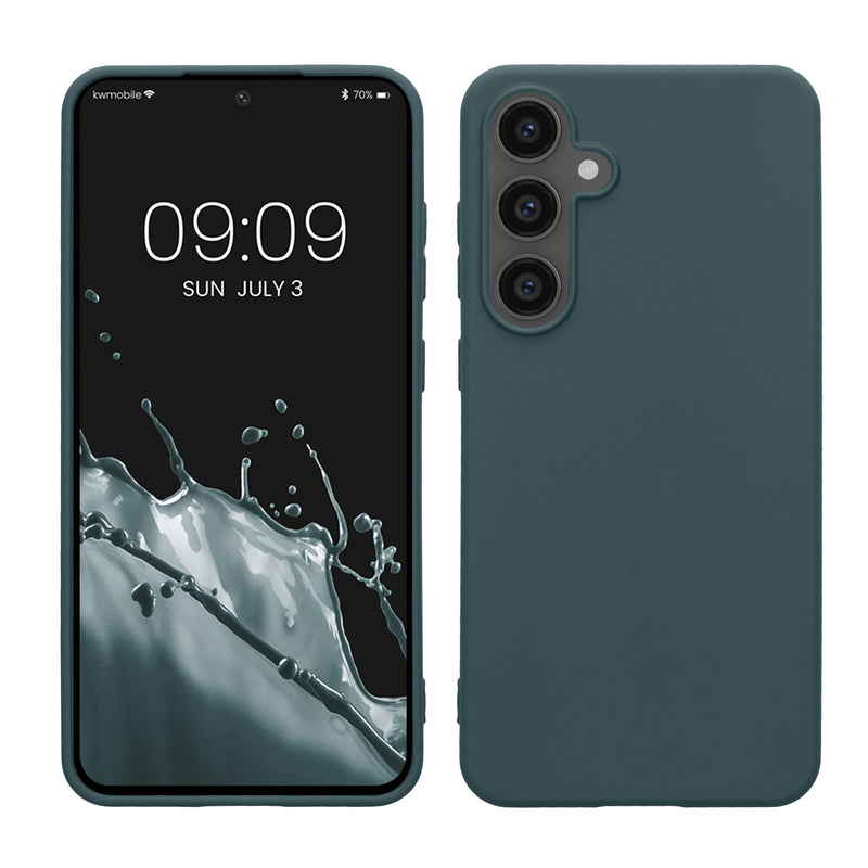 kwmobile Hülle kompatibel mit Samsung Galaxy S24 FE Hülle - weiches TPU Silikon Case - Cover geeignet für kabelloses Laden - Dunkler Schiefer Dunkler Schiefer  