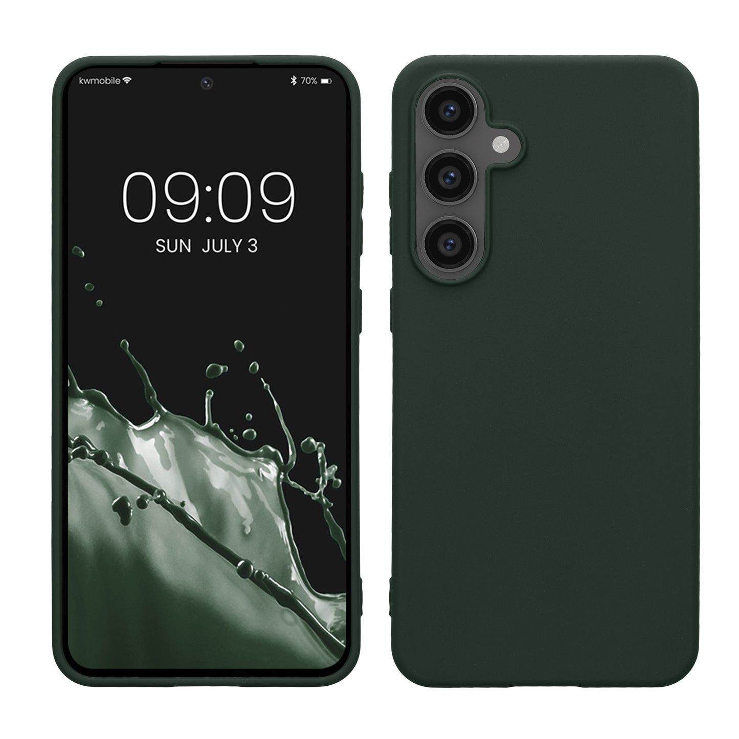 kwmobile Hülle kompatibel mit Samsung Galaxy S24 FE Hülle - weiches TPU Silikon Case - Cover geeignet für kabelloses Laden - Moosgrün Moosgrün  