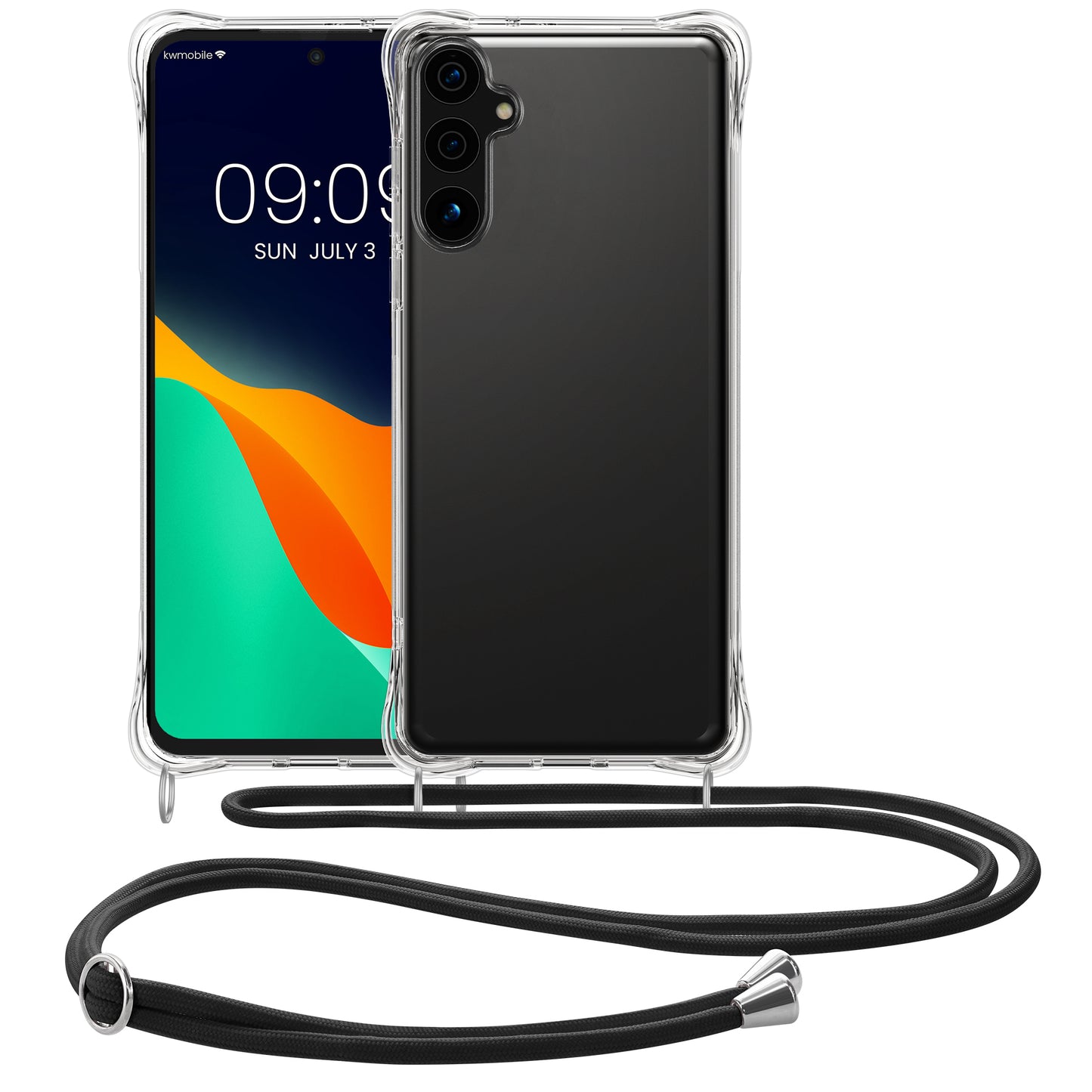 kwmobile Necklace Case compatible with Samsung Galaxy S24 FE - Silicone Cover with Lanyard Strap Case