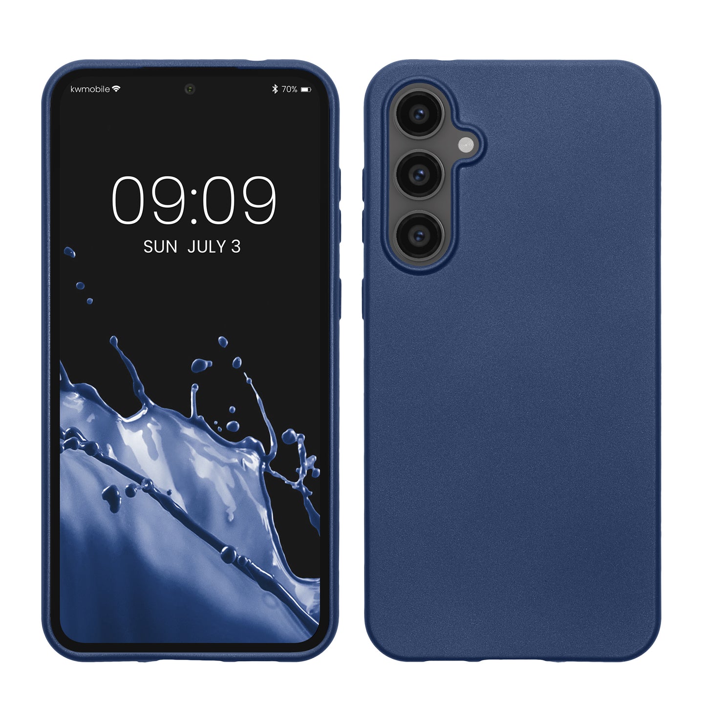 kwmobile Case kompatibel mit Samsung Galaxy S23 FE Hülle - Schutzhülle aus Silikon metallisch schimmernd - Handyhülle Metallic Blau Metallic Blau  