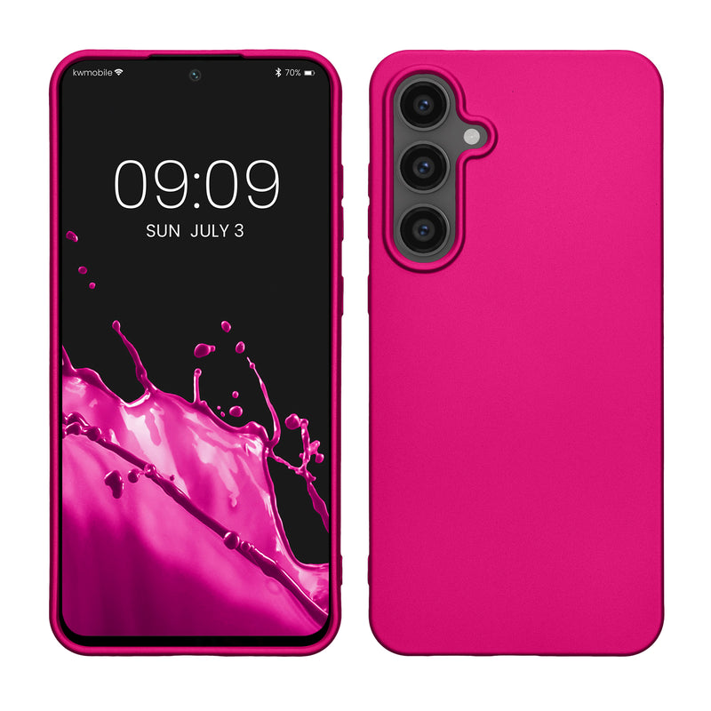 kwmobile Case kompatibel mit Samsung Galaxy S24 FE Hülle - Schutzhülle aus Silikon metallisch schimmernd - Handyhülle Metallic Pink Metallic Pink  