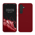 kwmobile Schutzhülle kompatibel mit Samsung Galaxy S25 Hülle - Silikon Handy Case - Handyhülle für Samsung S25 weiche Oberfläche - kabelloses Laden für Galaxy S25 Case - Rhabarber Rot Rhabarber Rot  