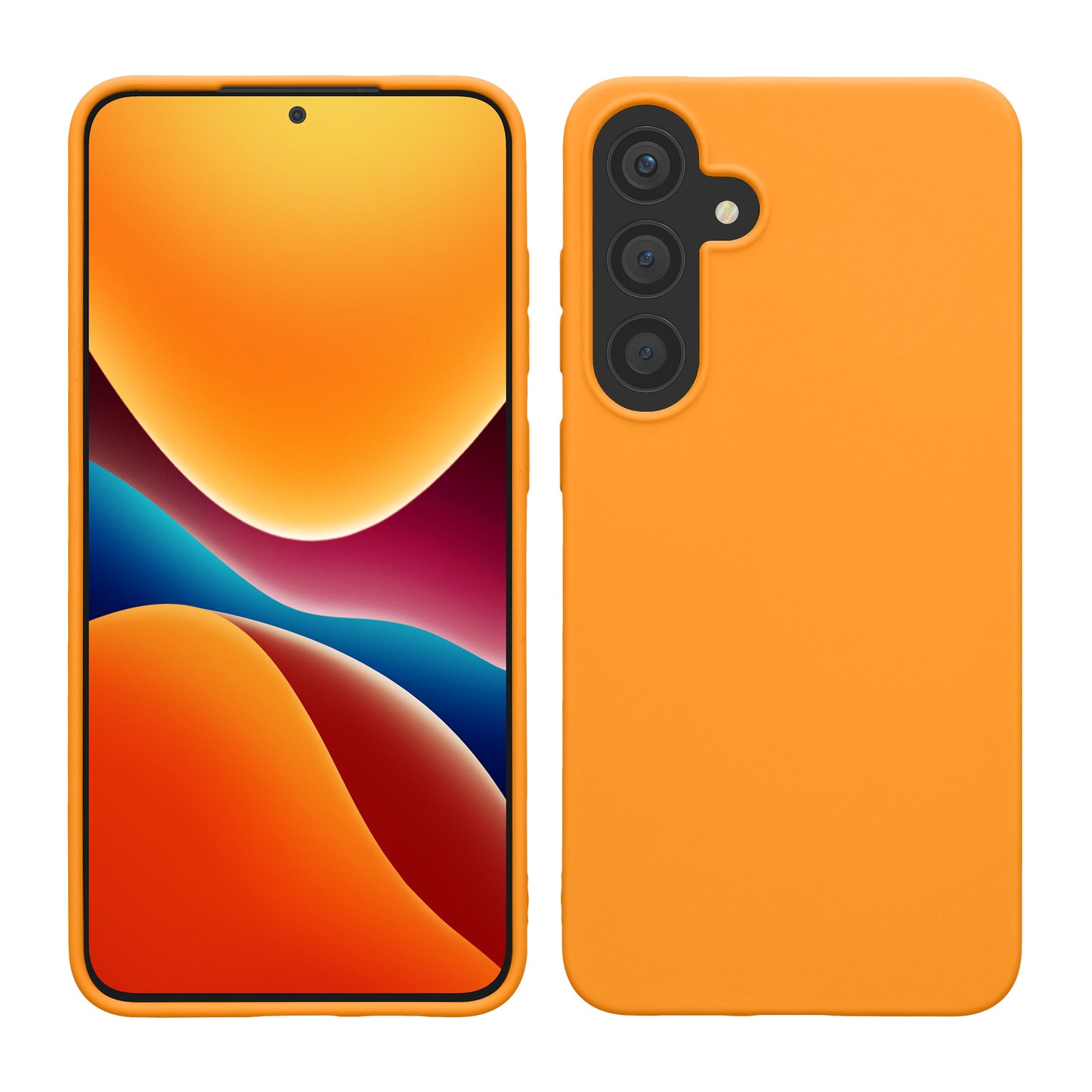 kwmobile Hülle kompatibel mit Samsung Galaxy S25 Hülle - weiches TPU Silikon Case - Cover geeignet für kabelloses Laden - Fruity Orange Fruity Orange  