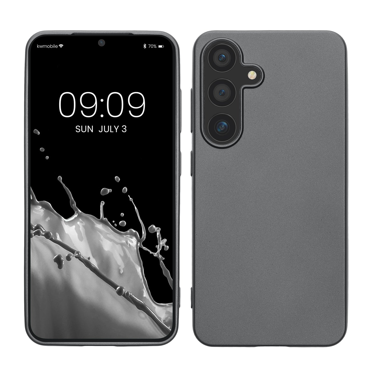 kwmobile Case kompatibel mit Samsung Galaxy S25 Hülle - Schutzhülle aus Silikon metallisch schimmernd - Handyhülle Metallic Grau Metallic Grau  