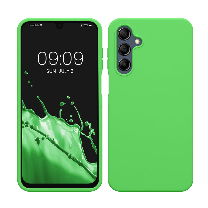 kwmobile Hülle kompatibel mit Samsung Galaxy A16 5G Hülle - Silikon Handy Case - Handyhülle weiche Oberfläche - kabelloses Laden - Limettengrün Limettengrün  