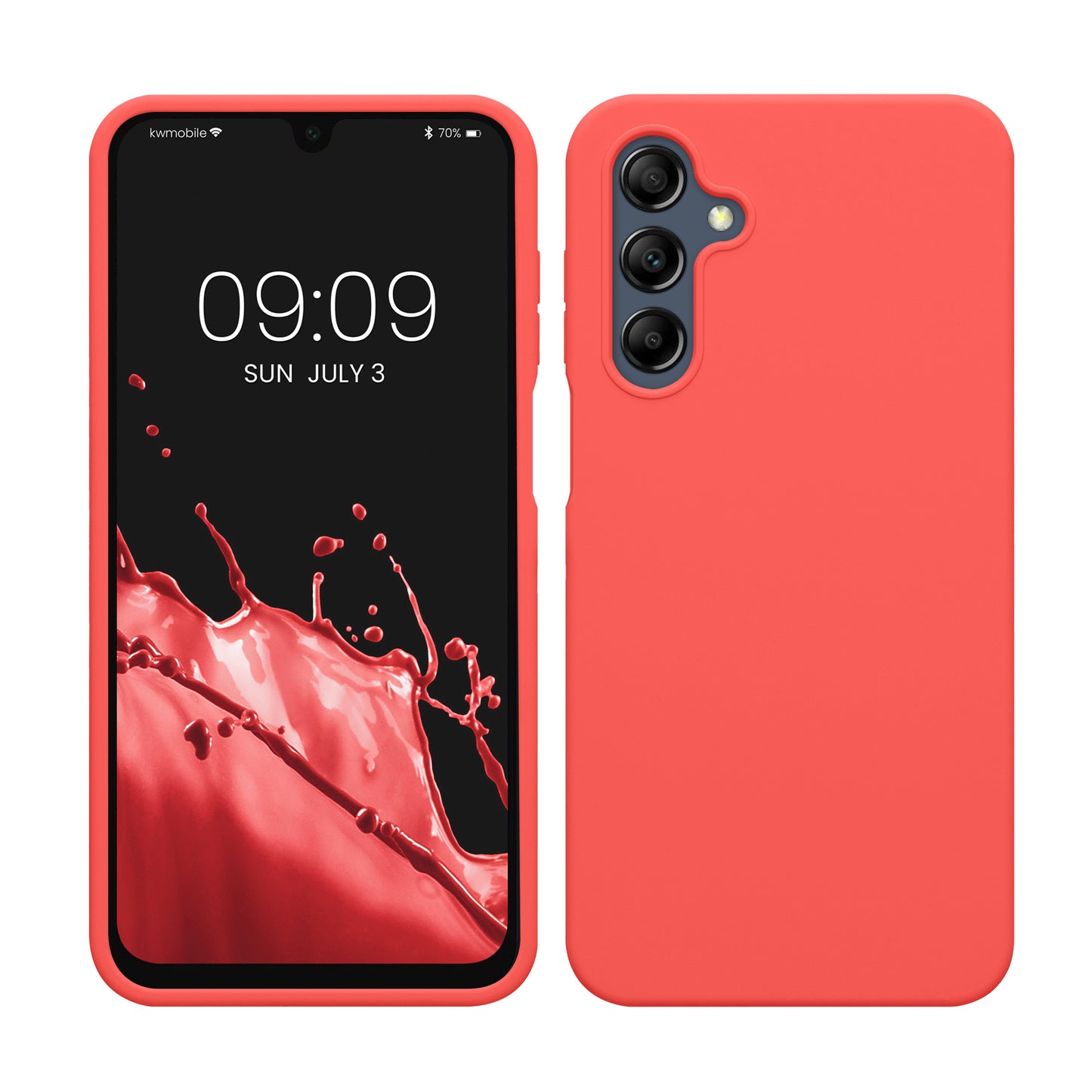 kwmobile Hülle kompatibel mit Samsung Galaxy A16 5G Hülle - Silikon Handy Case - Handyhülle weiche Oberfläche - kabelloses Laden - Neon Koralle Neon Koralle  