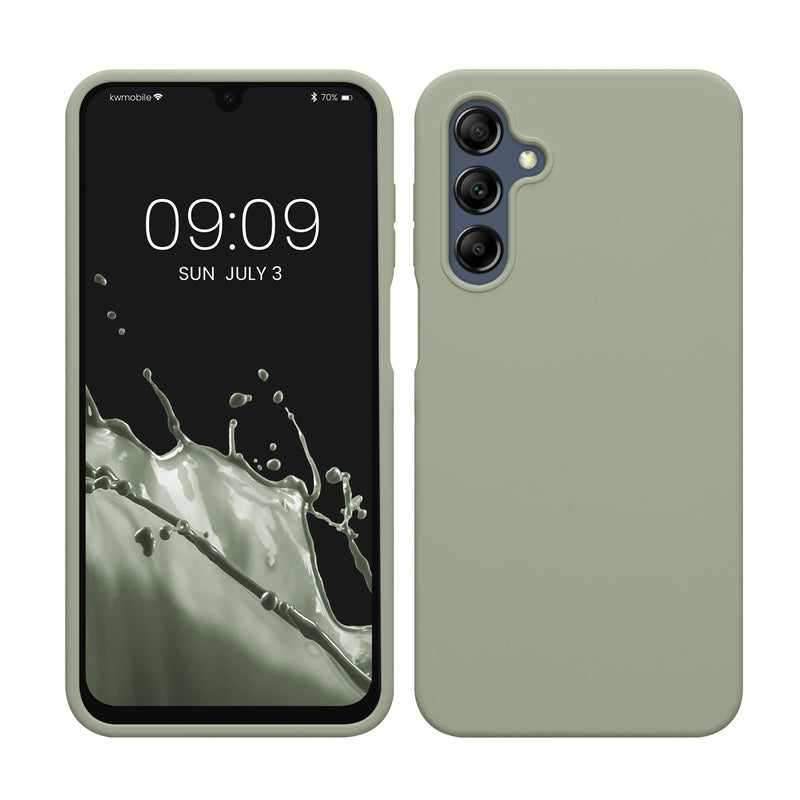 kwmobile Hülle kompatibel mit Samsung Galaxy A16 5G Hülle - Silikon Handy Case - Handyhülle weiche Oberfläche - kabelloses Laden - Graugrün Graugrün  