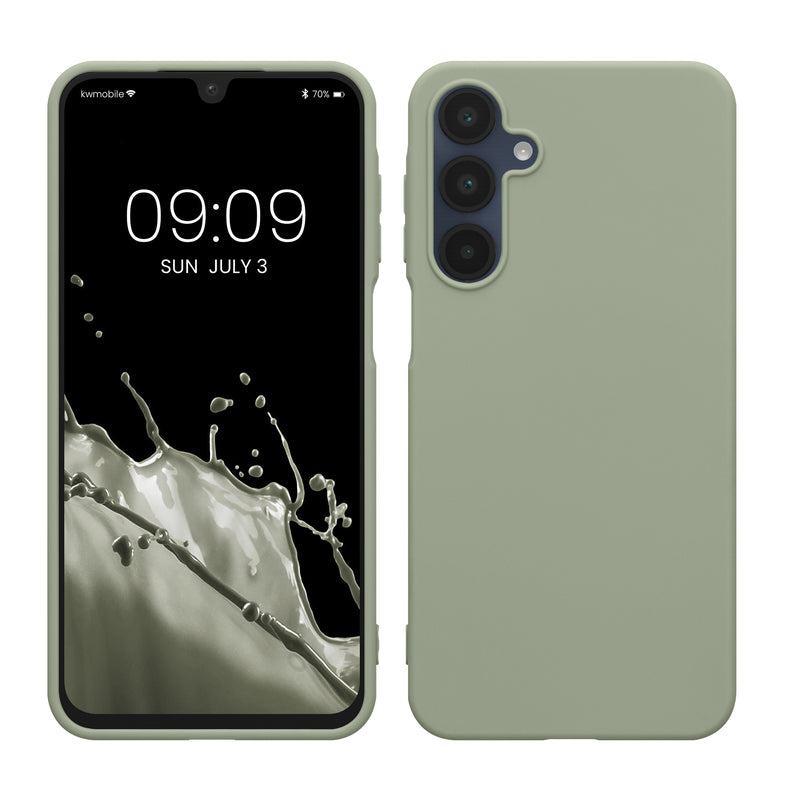 kwmobile Hülle kompatibel mit Samsung Galaxy A16 5G Hülle - weiches TPU Silikon Case - Cover geeignet für kabelloses Laden - Graugrün Graugrün  