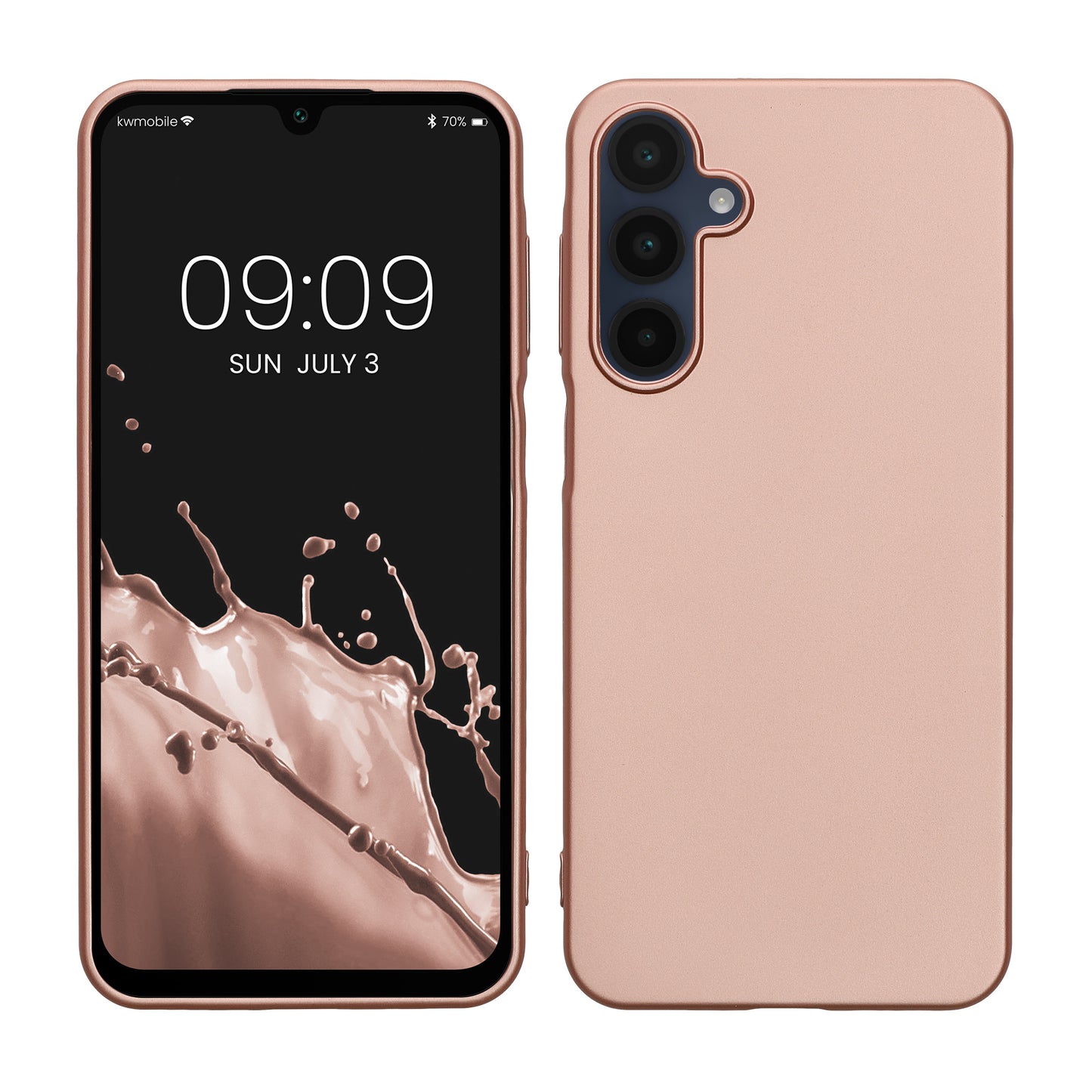 kwmobile Case kompatibel mit Samsung Galaxy A16 5G Hülle - Schutzhülle aus Silikon metallisch schimmernd - Handyhülle Metallic Rosegold Metallic Rosegold  