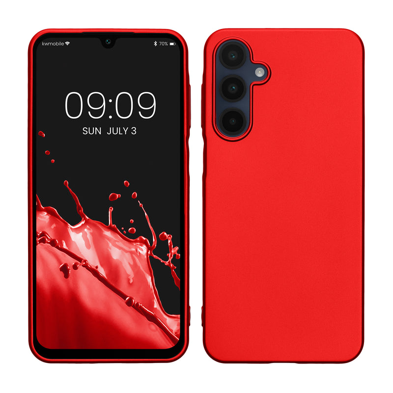kwmobile Case kompatibel mit Samsung Galaxy A16 5G Hülle - Schutzhülle aus Silikon metallisch schimmernd - Handyhülle Metallic Dunkelrot Metallic Dunkelrot  