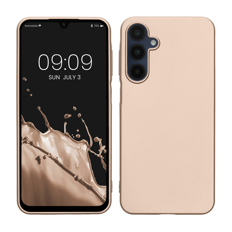 kwmobile Case kompatibel mit Samsung Galaxy A16 5G Hülle - Schutzhülle aus Silikon metallisch schimmernd - Handyhülle Metallic Gold Metallic Gold  
