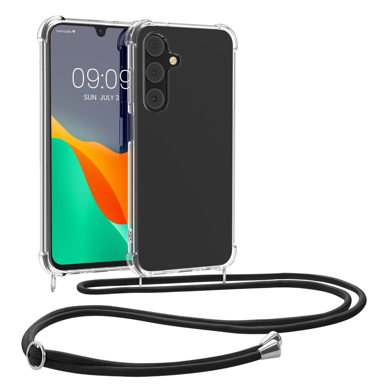 kwmobile Necklace Case kompatibel mit Samsung Galaxy A16 5G Hülle - Silikon Cover mit Handykette - Band Handyhülle Transparent Transparent  