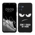 kwmobile Hülle kompatibel mit Samsung Galaxy A16 5G - Handyhülle Silikon Case - Don't touch my Phone Weiß Schwarz Weiß  [dsg01]