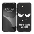 kwmobile Hülle kompatibel mit Samsung Galaxy S25 Plus - Handyhülle Silikon Case - Don't touch my Phone Weiß Schwarz Weiß  [dsg01]